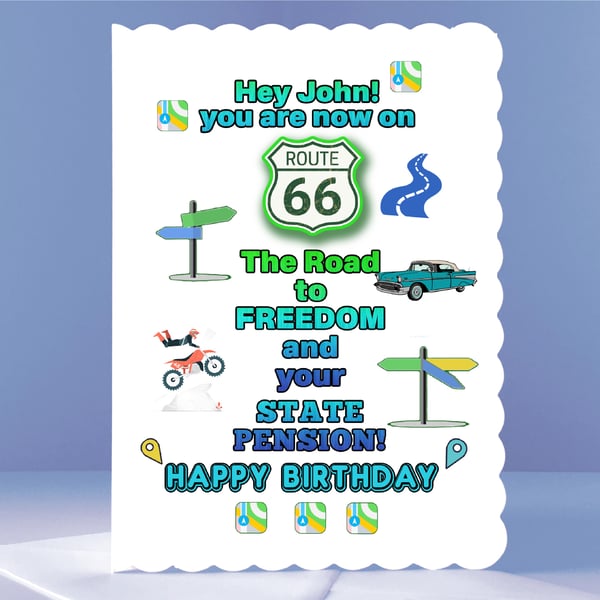 Personalised 66th Birthday Card - New Pensioner Celebration Birthday Card