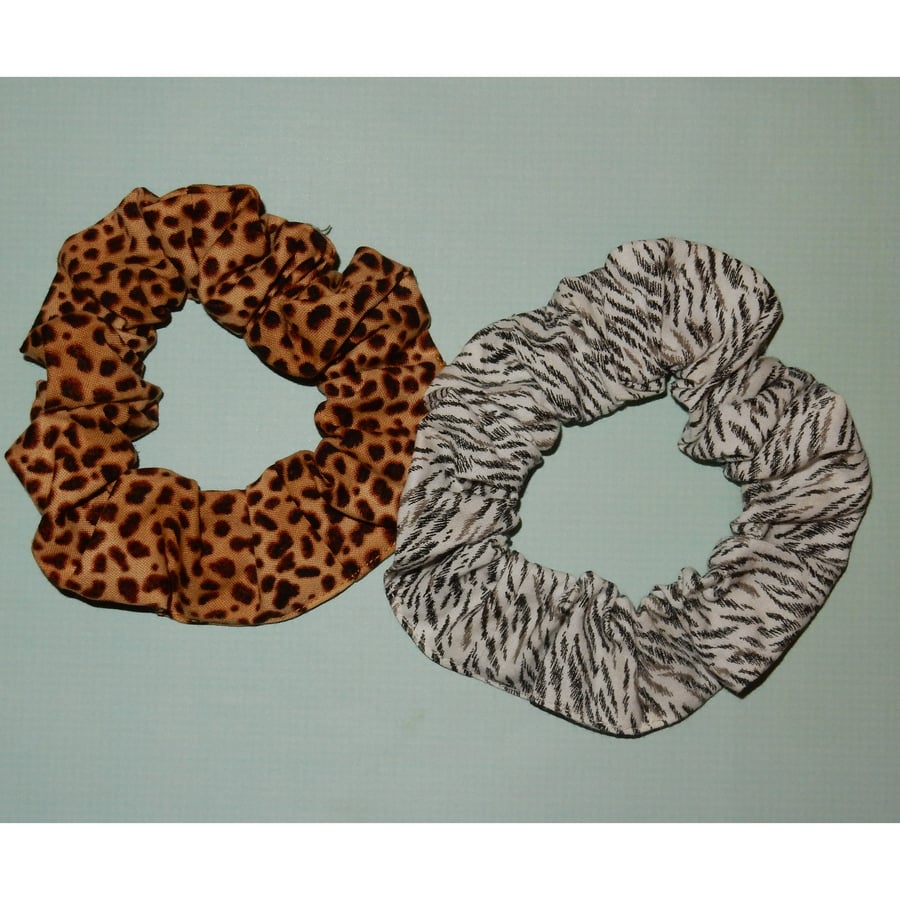 Animal print scrunchies leopard zebra