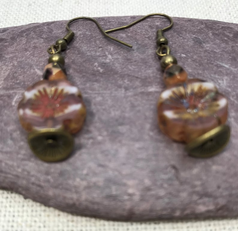 Czech artisan glass flower Earrings