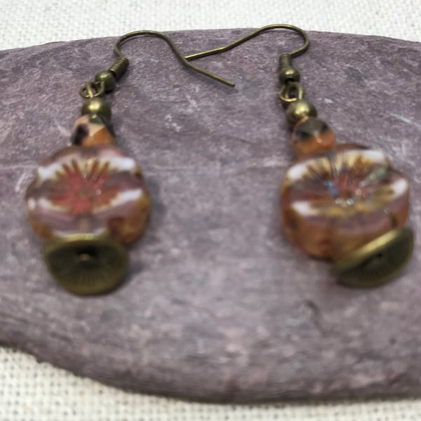 Czech artisan glass flower Earrings