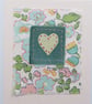 Hand-stitched heart card with cheerful Liberty tana lawn cotton background - Image 2