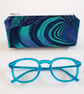 Paua Shell Print Fabric Glasses Case - Blue Turquoise Spectacle Pouch - Image 1