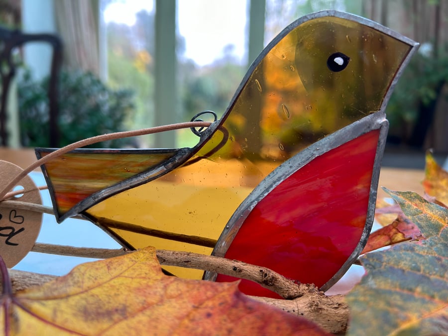 Stained glass Robin