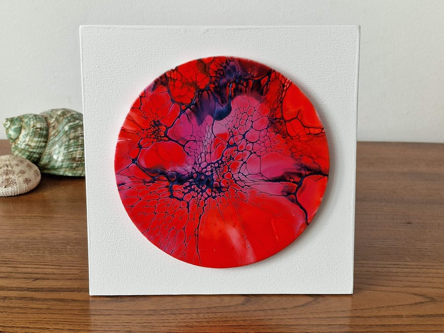 18.5cm x 18.5cm acrylic pour painting wall plaque