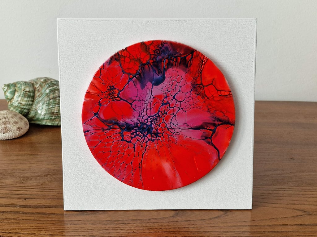 18.5cm x 18.5cm acrylic pour painting wall plaque