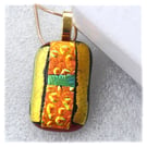 Red Gold Patchwork Dichroic Glass Pendant 210 gold plated chain