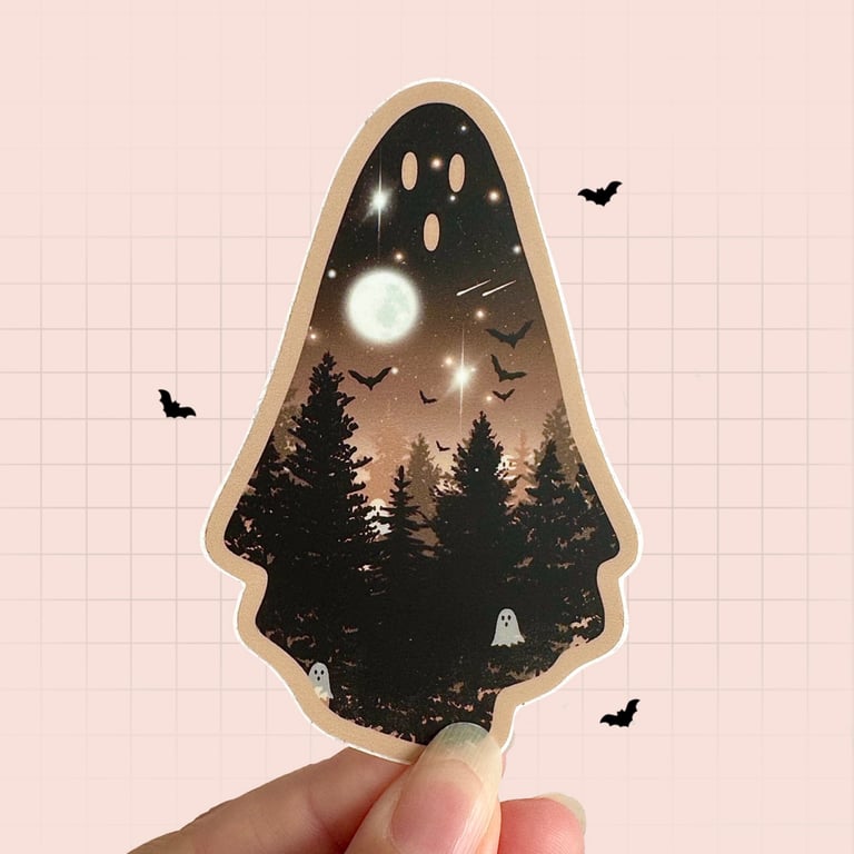 Vinyl Ghost Sticker, Halloween Stickers, Spooky Ghost. 