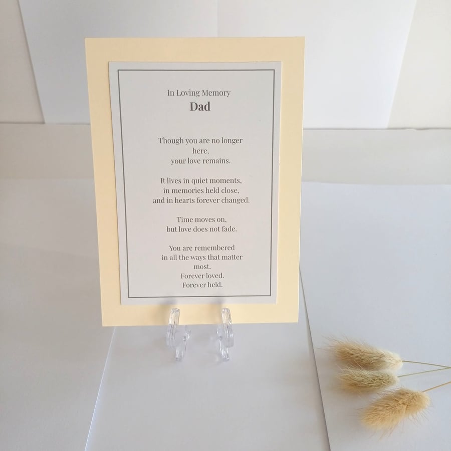 Personalised Memorial Poem Keepsake - In Loving Memory Gift - Sympathy Keepsake 
