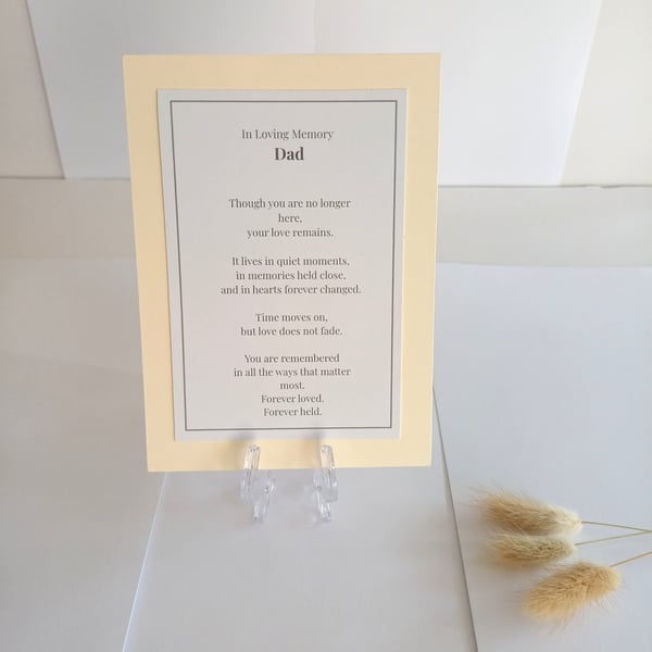 Personalised Memorial Poem Keepsake - In Loving Memory Gift - Sympathy Keepsake 
