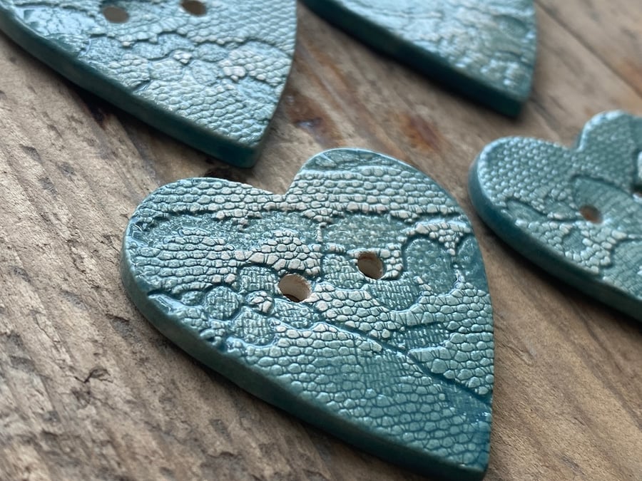 Handmade Ceramic Heart Buttons sold individually 