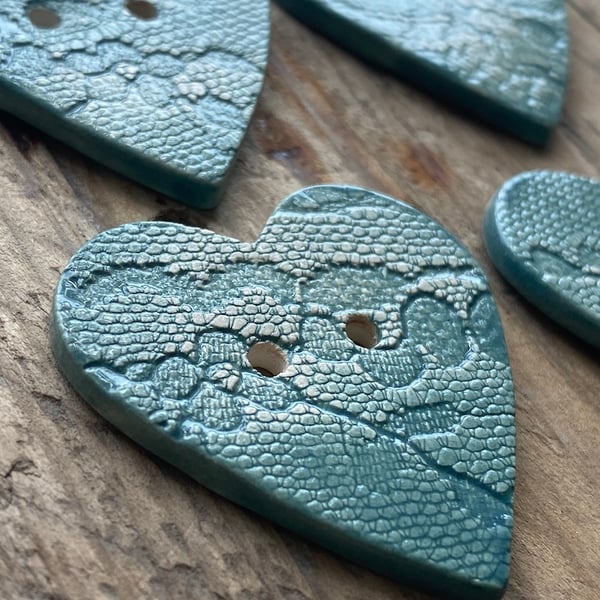 Handmade Ceramic Heart Buttons sold individually 