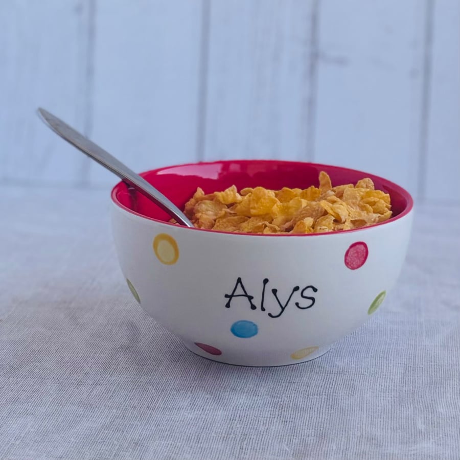 Personalised Spotty Dotty Cereal Bowl