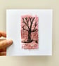Tree silhouette upcycled embroidered card. Birthday card. Special card.  - Image 3