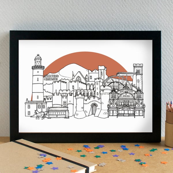 Isle of Man Landmarks Skyline Art Print