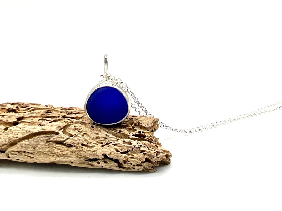 Blue Sea Glass Necklace 