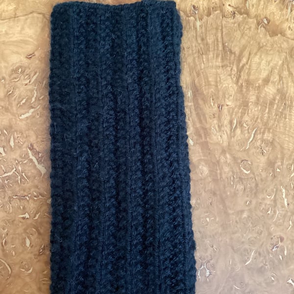 MOBILE PHONE SLEEVE 8x3.5" or 20x9cm HAND KNITTED IN BLACK YARN
