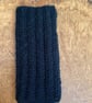 MOBILE PHONE SLEEVE 8x3.5" or 20x9cm HAND KNITTED IN BLACK YARN