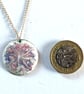 medium pendant - dark pink and blue scrolled on white - Image 3