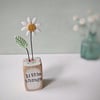 Clay Daisy Flower in a Printed Wood Block 'little things'