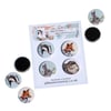 Wildlife fridge magnets - set of 4, 1 inch (25mm) badger, fox, rabbit and otter