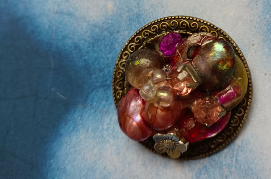 Bejewelled Brooch with Recycled Beads