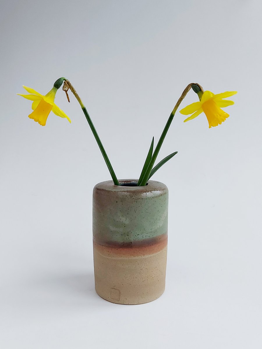 Beautiful  bud vase in Gardom's green glaze