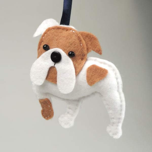 British English Bulldog hand sewn felt bag charm