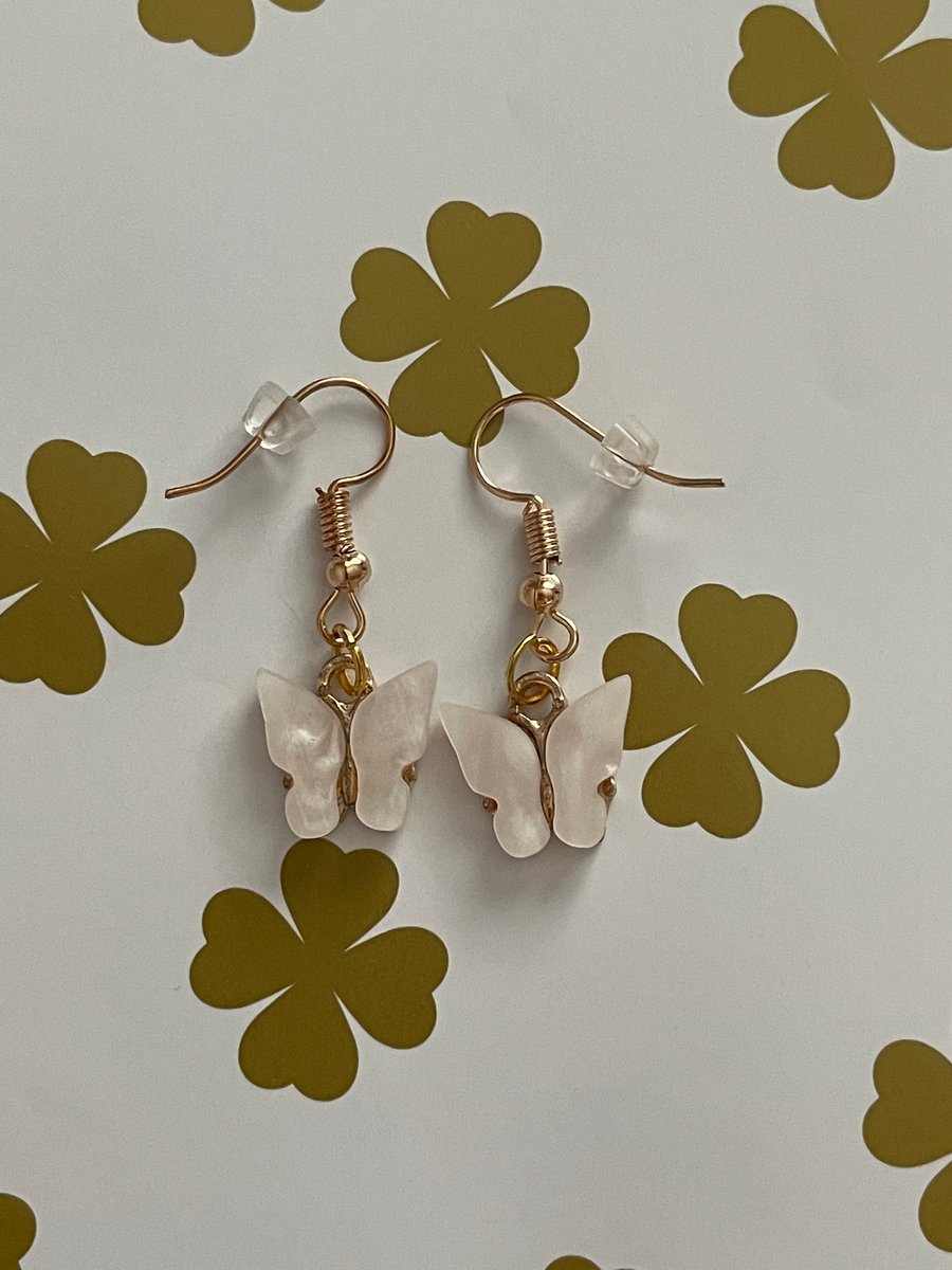 Dove - white butterfly earrings 