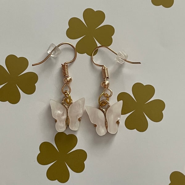 Dove - white butterfly earrings 