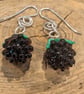 Handmade Murano Glass Blackberries on Sterling Silver Hooks