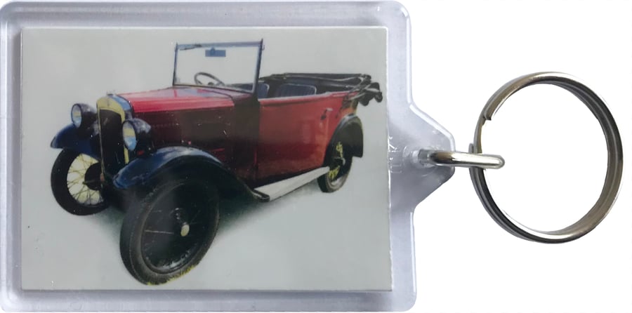 Austin Seven Tourer 1934 - Keyring with 50x35mm Insert - Car Enthusiast