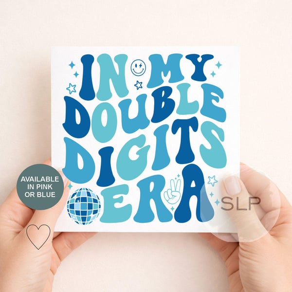 Double Digits Birthday Card In My Double Digits Era 10th Birthday Card Trendy