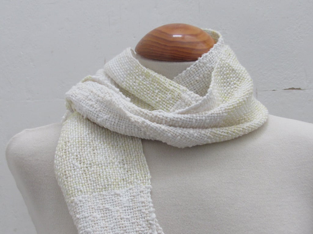 Cream Ivory Handwoven Scrap Scarf 