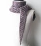 Grey Boomerang Scarf, Handspun Knitted, Merino Wool & Recycled Sari Silk - Image 6