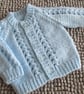 12" Early Baby Patterned Round Neck Cardigan (Baby Blue)