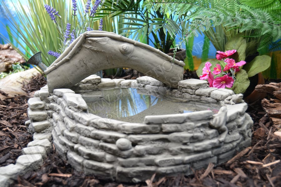 Bridge Over Fairy Pool Stone Birdbath