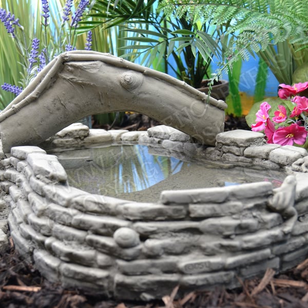 Bridge Over Fairy Pool Stone Birdbath