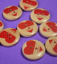 20mm Wooden Red Stripe Heart Buttons Love Stripey 10pk Button (RH3) - Image 1