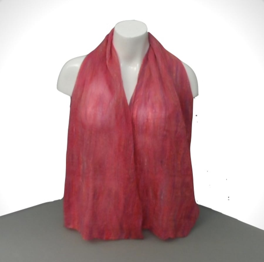 Pink and purple gift boxed nuno felted dress scarf