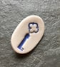 Porcelain key brooch, blue, white keeper of my heart love token, valentines - Image 2