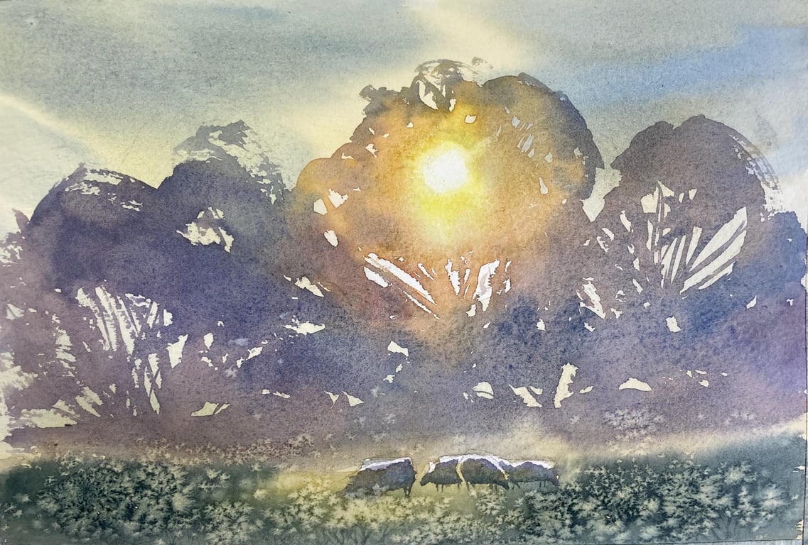 Breaking light (Pure Original Watercolour 11.7 x 8.3 ) watercolor, watercolour, 