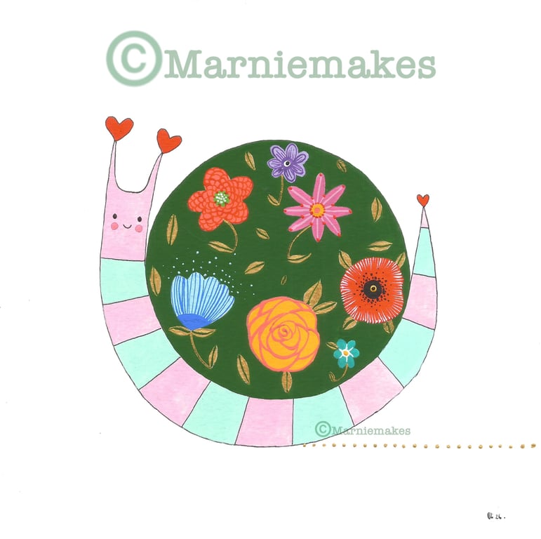 Snail's Garden - Unframed Original Illustration