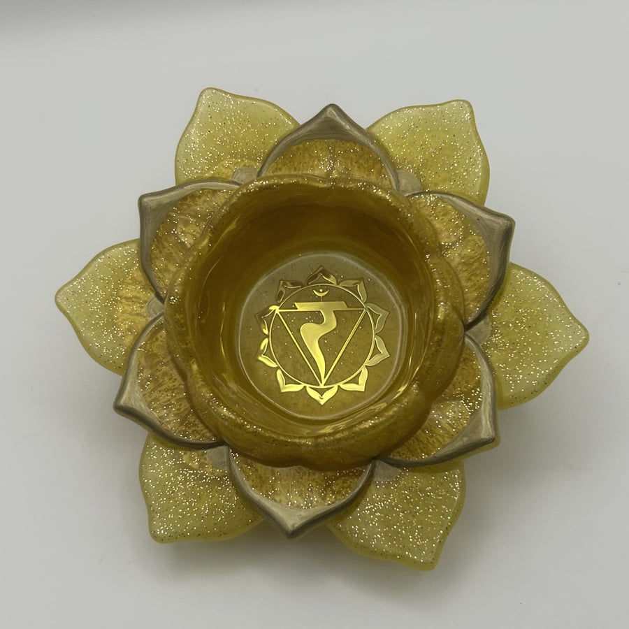 Chakra Inspired Resin Lotus Tealight Holders - Inner Flame Solar Plexus