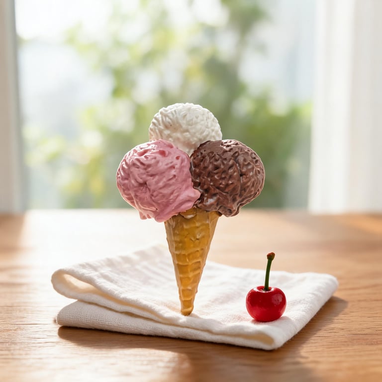  Classic Neapolitan Ice Cream Cone Magnet 
