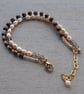 Double Strand Bracelet - Peach and Brown Pearls with Quartz - Adjustable Clasp - Image 3