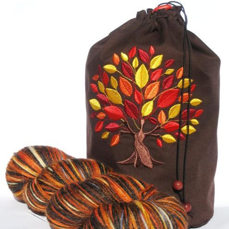 Machine Embroidered Drawstring Project Bag