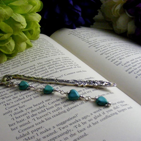 Green Magnesite Heart Bookmark