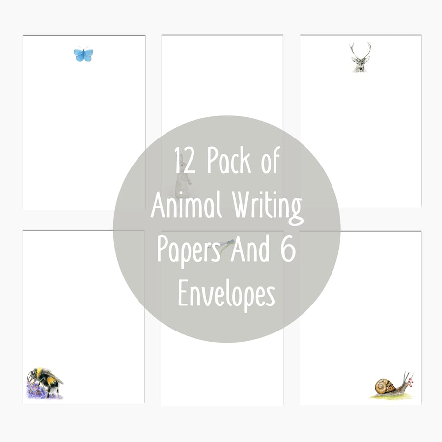 Animal Letter Writing Paper Mixed Pack Hand Designed By CottageRts