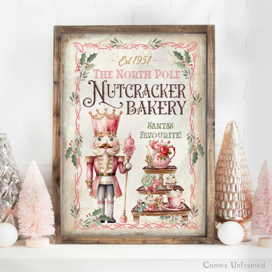 Christmas Nutcracker Bakery Sign - Christmas Kitchen Print