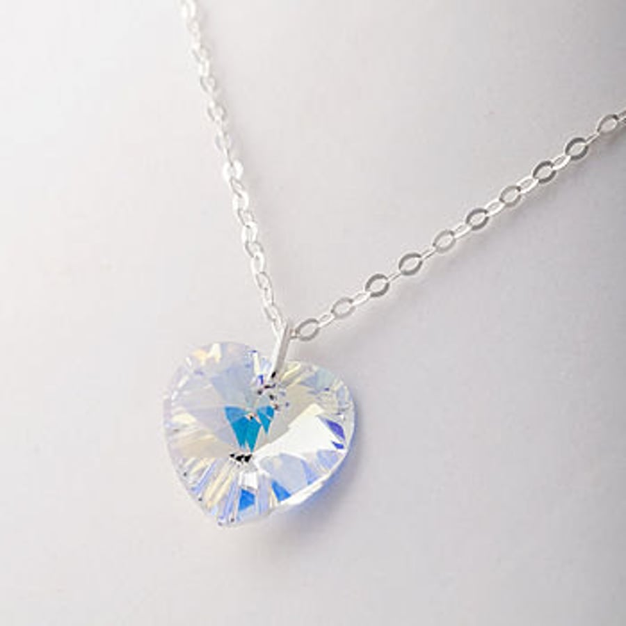 Clear AB Swarovski Crystal Heart Pendant